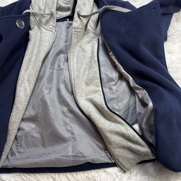 MAEVE By ANTHROPOLOGIE Twofer Peacoat Jacket With Removable Hood Liner Small S - Picture 11 of 14
